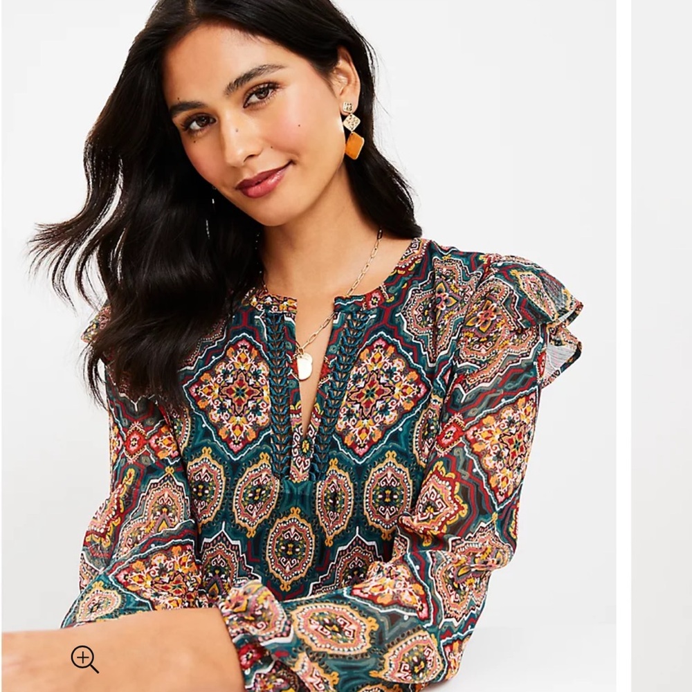 LOFT Split Neck Blouse